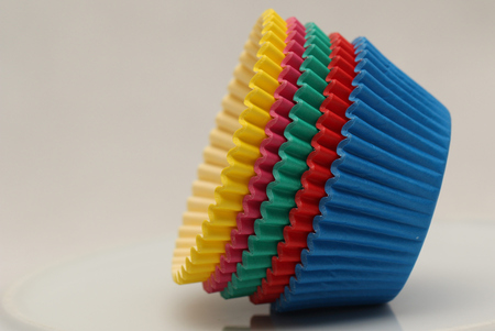 Coloured Paper Pans baking cups for cupcakes and muffinsの写真素材