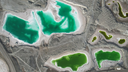 The natural color of Da Chai Dan Jade Lake located in the northwest of Chinaの写真素材