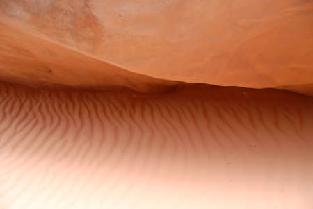Sand wave pattern at desert by windの写真素材