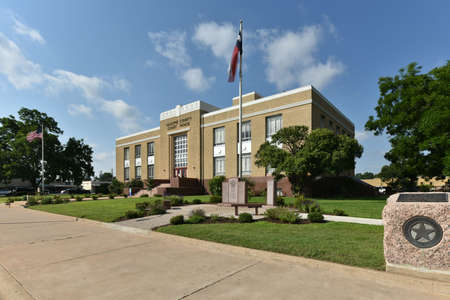 Gillespie county court house made of yellow historic bricksの写真素材