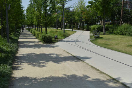 A public park converted from an old railway. This image was taken on public property has no identifying marks and is location neutral. No property release is required.の写真素材