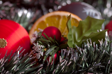 Christmas traditional decoration with orangeの写真素材