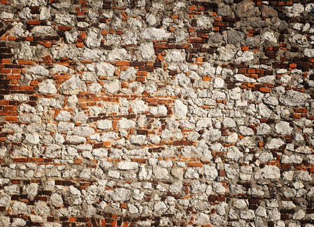 Wall of abandoned medieval castle - background or textureのeditorial素材