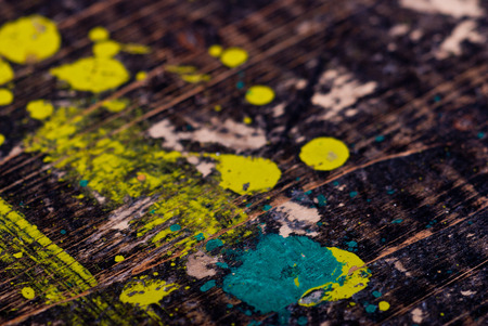 Dirty painted old black wooden deskの写真素材