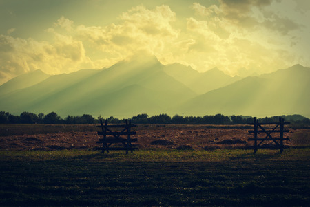 Tatra mountains near Kezmarok, Slovakia - photo with vintage effectの写真素材
