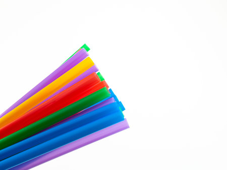 multicolored cocktail tubes isolated on white background