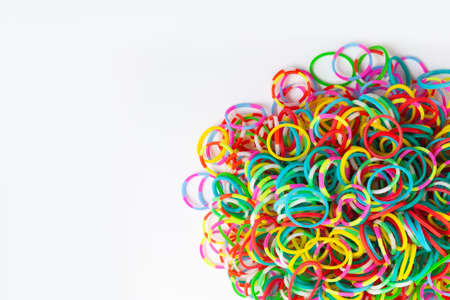 Color rubber band isolated white backgroundの写真素材