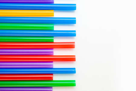 multicolored cocktail tubes isolated on white backgroundの写真素材