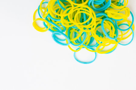 Color rubber band isolated white backgroundの写真素材