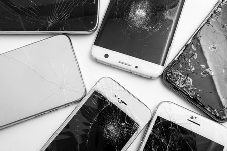 broken phone texture on a white background