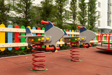 beautiful playground in the residential buildingの写真素材