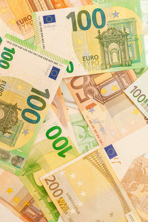 high-quality texture of euro banknotesの写真素材