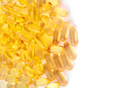 fish oil omega 3 on white background texture