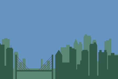 City with clear sky background illustrationの写真素材