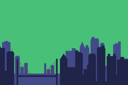 City with clear sky background illustrationの写真素材