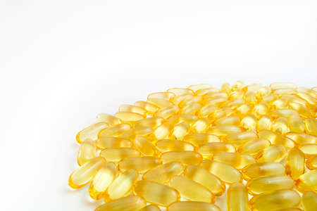 fish oil omega 3 on white background textureの写真素材