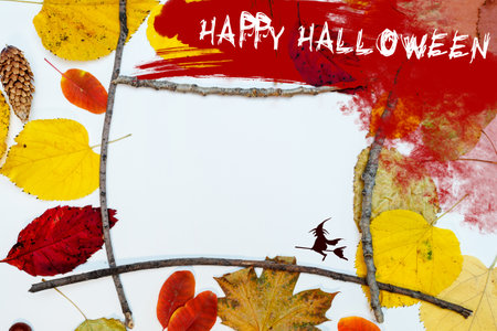 Halloween mockup with blood stain and batsの写真素材