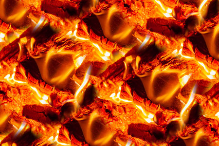 texture of burning wood in the oven