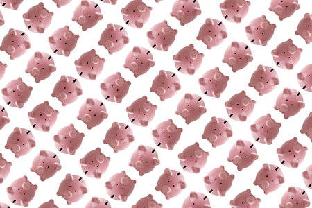Piggy bank in the shape of a pig on an isolated white background
