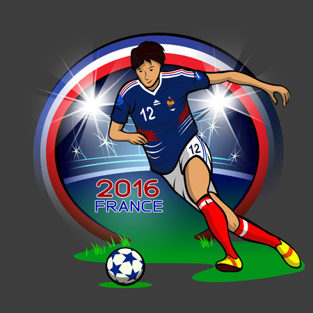 Flat illustration of French soccer player. Made in cartoon comic style.のイラスト素材