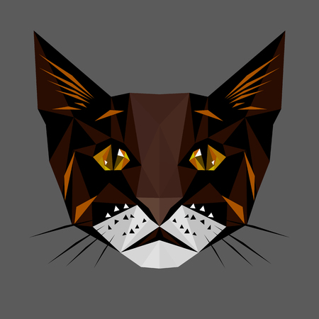 Symmetrical vector illustration of the cat. Made in low poly triangular style.のイラスト素材