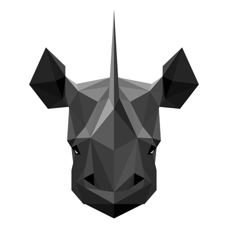 Symmetrical vector illustration of a rhinoceros. Made in low poly triangular style.のイラスト素材