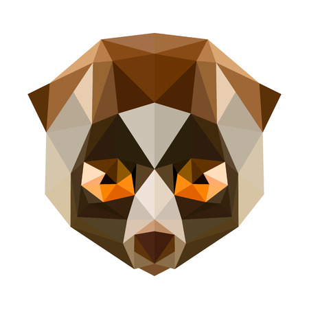 Symmetrical vector illustration of lori lemur. Made in low poly triangular style.のイラスト素材