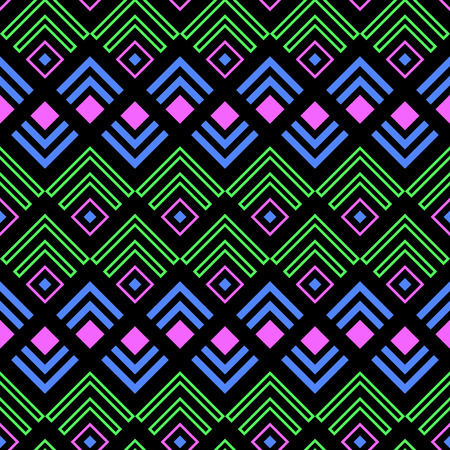 Colored seamless geometrical pattern. Aztec tribal motives.のイラスト素材