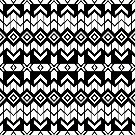 Vector seamless aztec pattern. Ethnic boho style. Black background.のイラスト素材