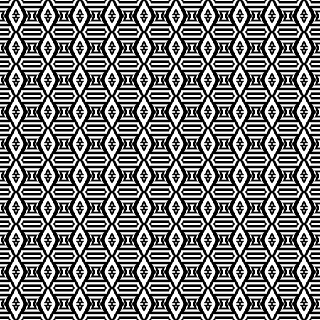 Seamless pattern in boho chic style. Hipster background with arrows. Tribal aztec elements. Black and white.のイラスト素材