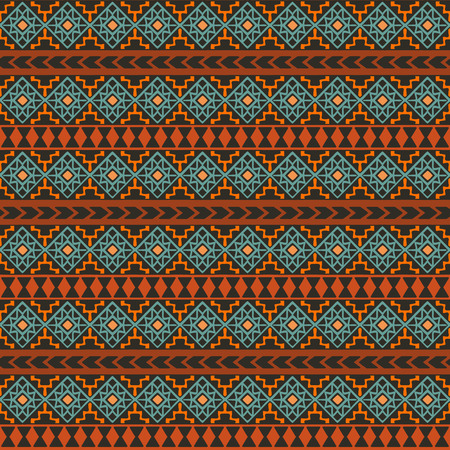 Seamless boho pattern with aztec ornament. Hand drawn abstract wallpaper template for textile, wrapping, post cards etc.のイラスト素材