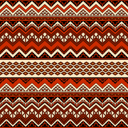 Hand drawn seamless boho chic pattern with ethnic aztec ornament. Modern ethnic wallpaper. Abstract vector illustration.のイラスト素材