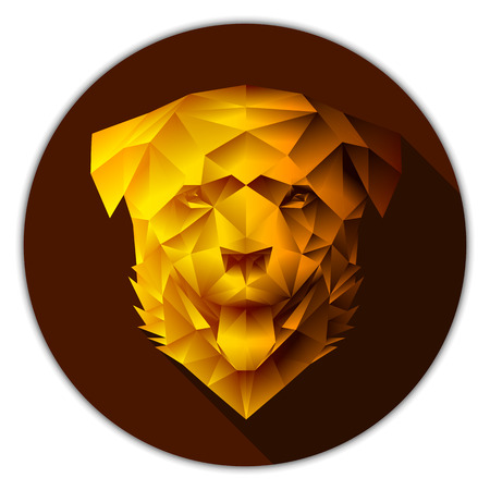 Symmetrical vector illustration of a rottweiler dog. Made in low poly triangular style. Amber gemstone imitation.のイラスト素材