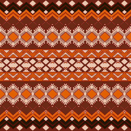 Hand drawn seamless pattern with aztec ornament. Aztec style abstract background. Tribal aztec wallpaper. Aztec print template for fabric, paper, phone covers, gift cards etc.のイラスト素材
