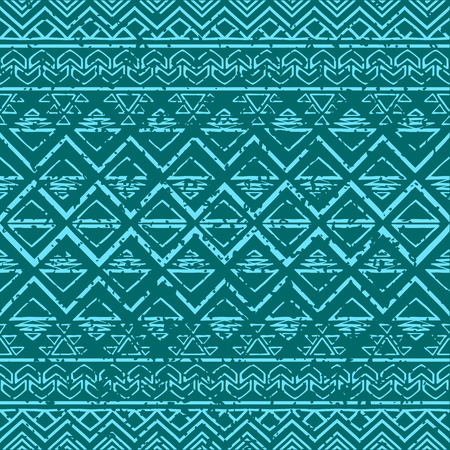 Seamless boho pattern with grunge effect. Hand drawn aztec wallpaper.のイラスト素材
