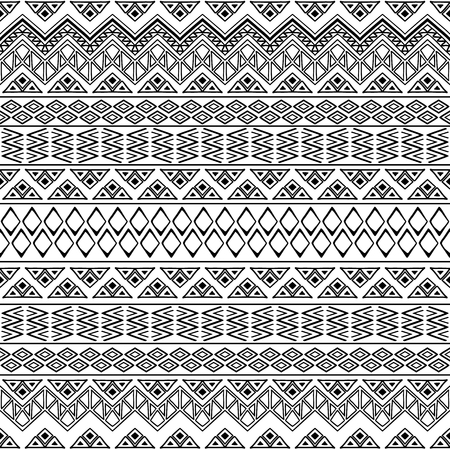 Hand drawn seamless pattern in boho chic style. Abstract wallpaper with ethnic aztec ornament.のイラスト素材