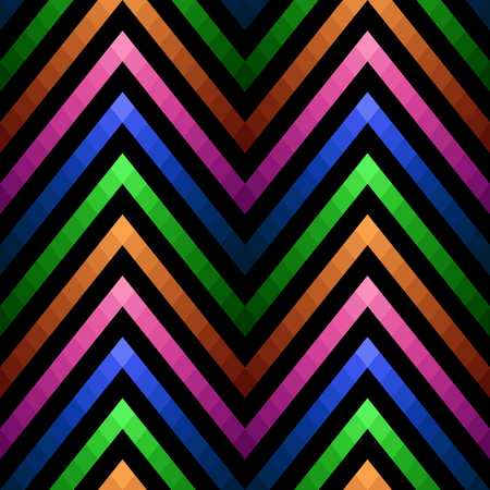 Geometrical seamless pattern. Gradient colored abstract wallpaper. Ethnic style. Black background.のイラスト素材
