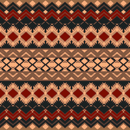 Abstract seamless pattern with aztec ornament. Tribal aztec style print. Hand drawn aztec stylized background.のイラスト素材
