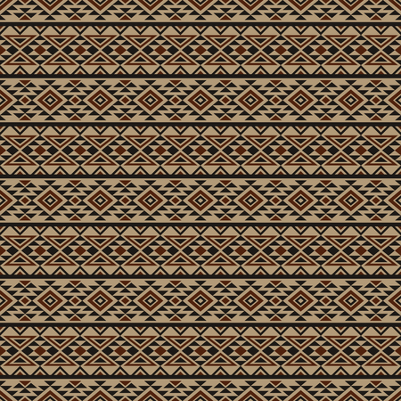 Seamless geometrical pattern with tribal aztec ornament. Abstract wallpaper in boho chic style. Vector background with folk motives.のイラスト素材