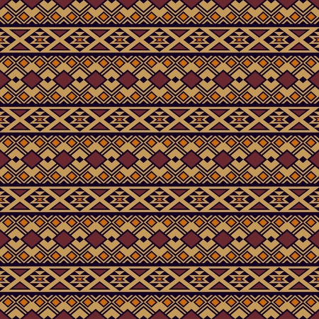 Seamless geometrical pattern with tribal aztec ornament. Abstract wallpaper in boho chic style. Vector background with folk motives.のイラスト素材