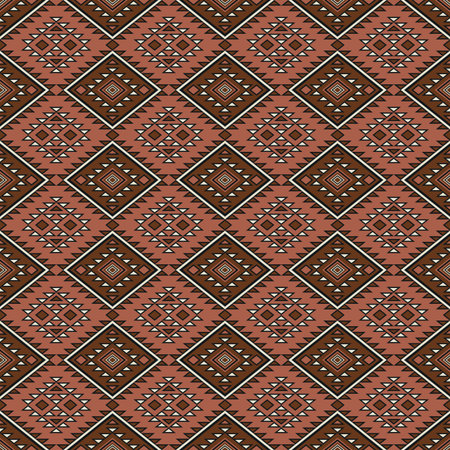 Seamless ethnic pattern. Aztec stylized print template for fabric, paper, wrapping, post cards, etc. Boho chic design.のイラスト素材