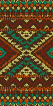 Seamless boho pattern with grunge effect. Aztec stylized abstract background. Carpet imitation.のイラスト素材