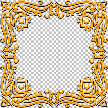 Vector border golden frame with gems. Oriental design. Vintage and elegant. Can be used for a game interface, invitations, gift cards, etc.のイラスト素材