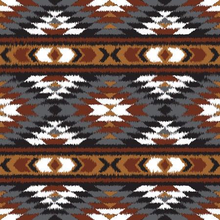 Seamless boho pattern with grunge effect. Aztec stylized abstract background. Carpet imitation.のイラスト素材