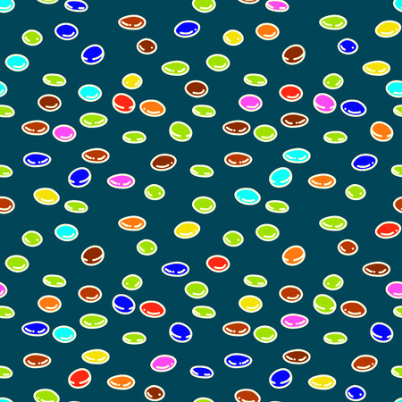 Seamless pattern with colorful dragee. Abstract background with candy. Vector illustration. Line art.のイラスト素材