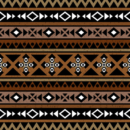 Abstract seamless pattern in boho chic style. Aztec print template for paper and textile. Tribal aztec pattern. Folk stylized vector background.のイラスト素材
