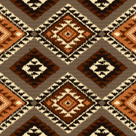 Seamless pattern with ethnic aztec ornament. Boho style abstract wallpaper. Carpet imitation.のイラスト素材