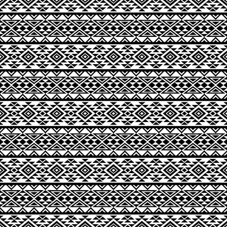 Black and white seamless pattern with ethnic aztec ornament. Abstract wallpaper in boho style.のイラスト素材