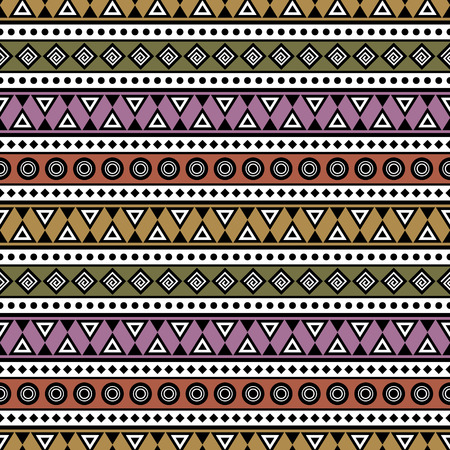 Folk stylized seamless pattern with aztec ornament. Abstract wallpaper in boho chic style. Aztec pattern. Tribal print template fot paper and fabric.のイラスト素材