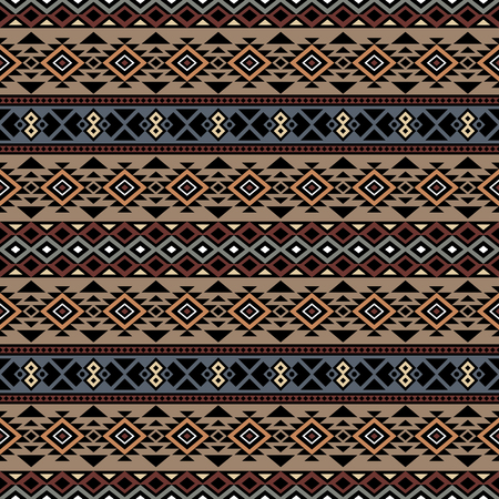 Abstract seamless pattern with ethnic aztec ornament. Boho design. Aztec pattern. Folk stylized print template for paper and fabric. Summer fashion.のイラスト素材